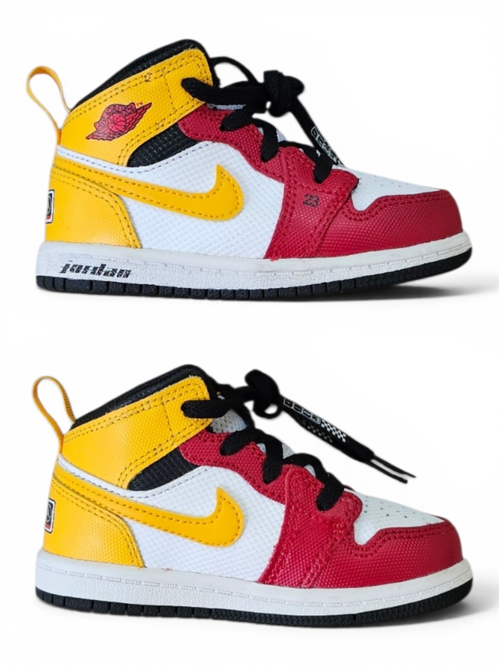 Nike Air Jordan 1 Mid Toddler Sneakers Size 7C Red Yellow - Picture 6 of 12